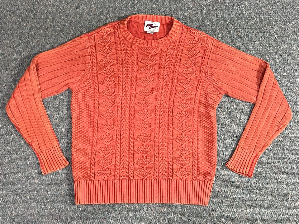 Suéter Tejido con Cable Nick Danger De Colección Para Hombres Pequeño Naranja Manga Larga Crew Grueso Foto 1 de 4