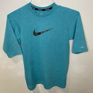 Nike Swim Shirt Dri-Fit Blue Boys Size Large- 1/2 Sleeve- UPF 40+ - Picture 1 of 3