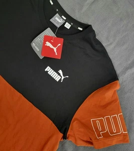 NEU PUMA Logo Tee Herren Gr. L T-Shirt Colorblock Crewneck Orange Schwarz - Bild 1 von 8
