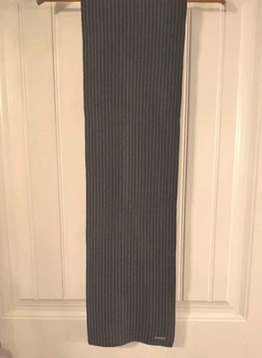 Calvin Klein мужской черный серый в полоску вязаный зимний шарф подпись логотип 10 «X68» - Изображение 1 из 4