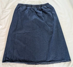 Vicki Wayne Denim Blue Jean Skirt size L Elastic Waist Side Pockets Farm Girl - Picture 1 of 6