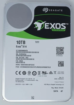 Seagate ST10000NM0478 Exos X14 10TB 7200RPM SATA 6Gb/s 3.5'' Enterprise HDD - Image 1 of 2