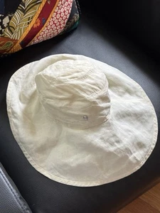 HELEN KAMINSKI AUSTRALIA LINEN OFF-WHITE MEDIUM WIDE BRIM SUMMER HAT — ONE SIZE - Picture 1 of 6