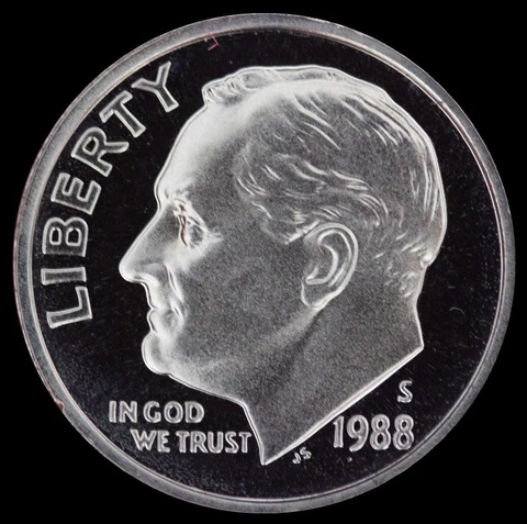 1988 S Roosevelt Dime Gem Deep Cameo CN Clad PROOF US Mint Coin Beautiful! Cover