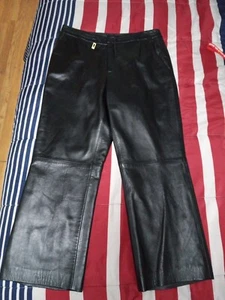 Pantalone Dana Buchman 100% pelle di agnello pelle nera modello nero sirena taglia 10 B10 - Foto 1 di 6