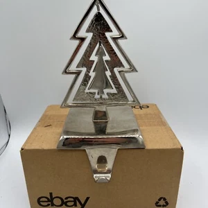 Crate & Barrel Spin Tree stocking holder hanger silver  - Picture 1 of 10