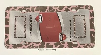 Animal Print Plastic License Plate Frame NEW Pink Brown Foto 1 de 3