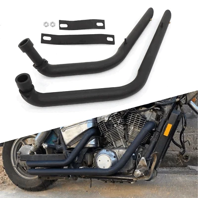 Black Shortshots Exhaust Pipes System For Honda VT1100 Shadow Spirit Sabre 1100 - Image 1 of 4