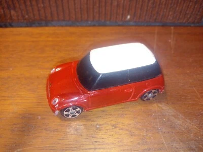 MAISTO MINI COOPER RED 1:64 DIECAST 2 1/2" CAR W WHITE ROOF & SILVER RIMS  - Image 1 of 2