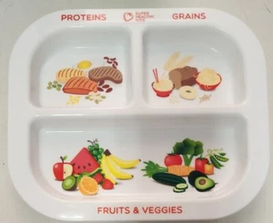 Set of 4 Healthy Habits Divided Kids Portion Plate 3 sections BPA FREE - Picture 1 of 2