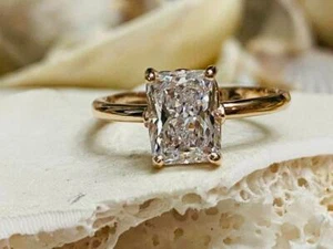 5.00 Ct Radiant Cut VVS1 Moissanite Engagement Ring 14K Solid Rose Gold - Picture 1 of 10