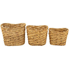 Northlight 3 Oval Braid Weave Water Hyacinth Baskets Built-in Handles 17.25"