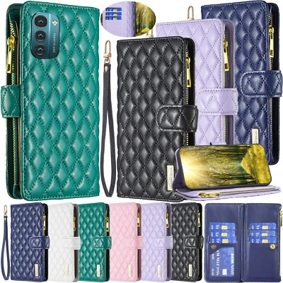 Phone Case For Oppo A94 Find X5 Motorola Moto G22 Vivo Zip Wallet Leather Cover - Image 1 of 4