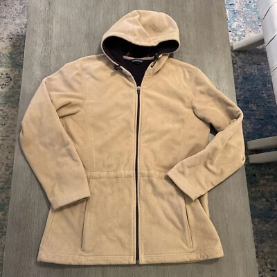Chaqueta Lands End Tostada Polartec Doble Cremallera Con Capucha Polar Elastizada Cintura Mujer Pequeña Foto 1 de 4
