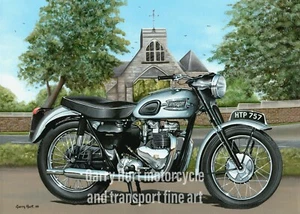 Triumph Tiger 100, motocicleta tamaño A3 estampado edición limitada - Imagen 1 de 1