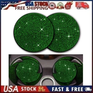 2Pcs Bling Rhinestone Car Interior Cup Mat Cup Holder Coaster Universal 2.75" - Picture 1 of 11