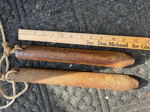 Lot of 2 Vintage Cast Iron 4lb Antique Sash Window Weights Cover