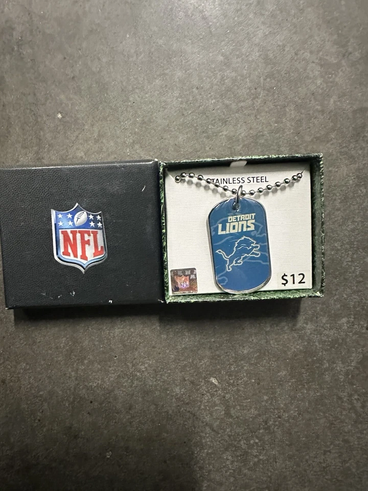 Colgante de acero inoxidable Detroit Lions con cadena Foto 1 de 2