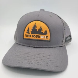 Columbia Hat Snapback Baseball Cap Gray Orange Mountain Logo Black Pine Woods - Picture 1 of 7