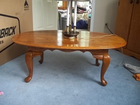Vintage Oak Coffee Table, Queen Anne Style Cover