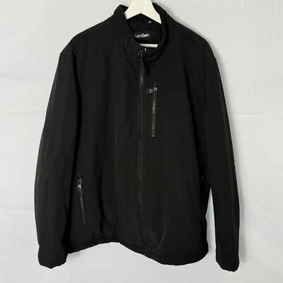 Abrigo Chaqueta Calvin Klein Negro Con Capucha Para Hombre Talla XXL Bolsillos con Cremallera Forro Polar Foto 1 de 4