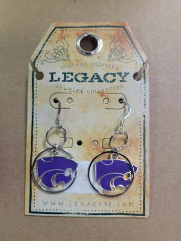 Kansas State Wildcats Round Hoop Earrings Dangle Legacy Cover
