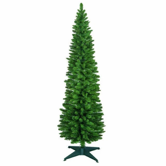 Life Is Good 7ft Green Pine Pencil Slim Artificial Christmas Tree with 400 Branch Tips