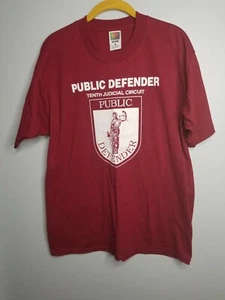 Vintage Mens L PUBLIC DEFENDER FOL T-Shirt Single Stitch USA - Picture 1 of 4