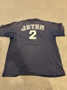 Derek Jeter“ New York” NY Yankees Large Jersey T Shirt EXTREMELY FADED VF image - Picture 1 of 4