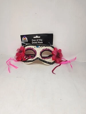 Day of the Dead/Masquerade Mask Venetian/Party/Mardi Gras/Costume White/Red NEW - Image 1 of 2