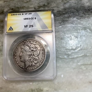 1893-CC Silver Morgan Dollar VF25 KEY DATE - Picture 1 of 2