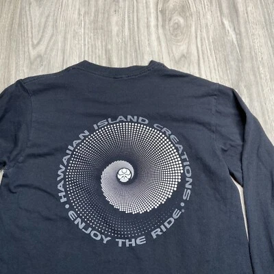Camiseta de surfista negra pequeña de Hawaiian Island Creations HIC manga larga para hombre Foto 1 de 4