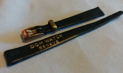 Reloj Vintage Original Dom Geneve Correas de Reloj de Cuero Negro para Mujer Foto 1 de 4
