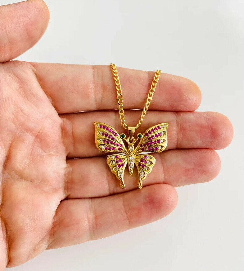 18K Gold Filled Cz Butterfly Necklace 16