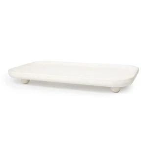Travertine Marble Footed Tray in White Marble or Silver Travertine – Availabl... - Picture 1 of 6