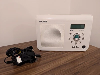 Pure One White DAB Digital Portable Radio with Power Lead - Great Condition - Image 1 of 4