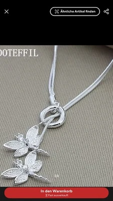 DOTEFFIL Halskette mit zwei Libellen aus 925er-Sterlingsilber für Damen, Schlang - Bild 1 von 3