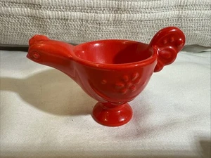 Red Ceramic Egg Cup Chicken Colorful and fun! Folk Art Style! - Picture 1 of 18