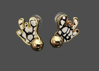 Aretes salpicaduras Les Nereides N2 blanco y negro Foto 1 de 3