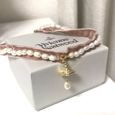 Vivienne Westwood ALEKSA Pearl ORB Choker Necklace Pink No BOX - Image 1 of 3