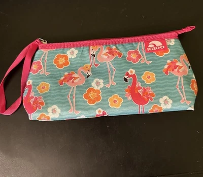 Igloo Flamingo Insulated Cooler Pouch Storage Bag Wristlet Tropical Print - Image 1 of 4