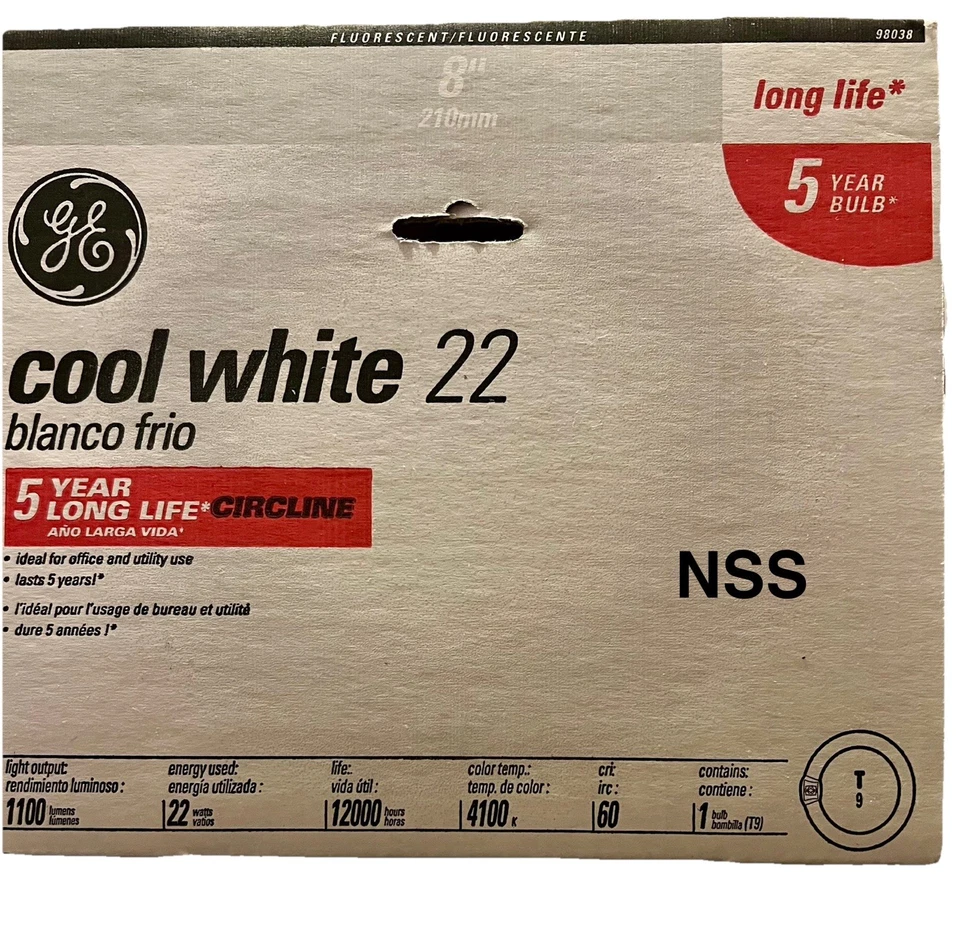 GE 8" Fluorescent Circline Office & Utility Cool White 22W Light Bulb T9 5 Year - Image 1 of 1