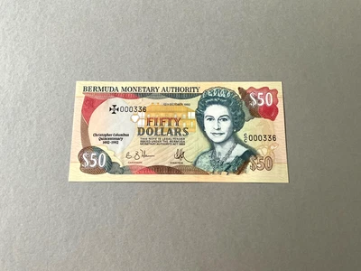 Bermuda P-40a 50 Dollars 'Commemorative' 1992 UNC *Low Serial Number C/C 000336* - Image 1 of 2