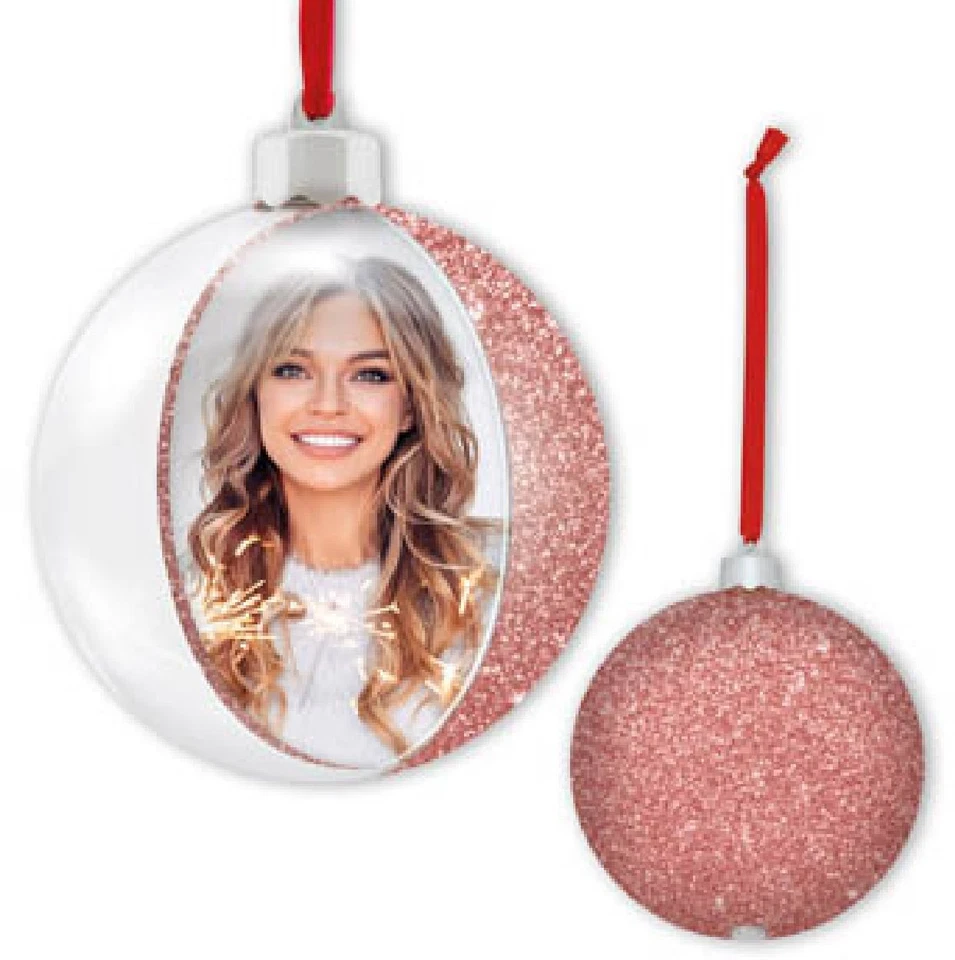 ZEP Weihnachtskugel mit Foto 10x10 cm Rosa zum Hängen - Bild 1 von 1