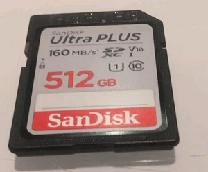 SanDisk SD Ultra Plus 512GB 160MB/S Class 10 SDXC SD Memory Card - Picture 1 of 2