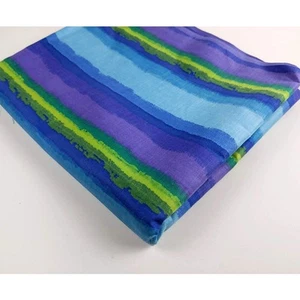 Blue Green Purple Watercolor Striped Fabric, 2.5 yards, 92" x 44.5" - Picture 1 of 6