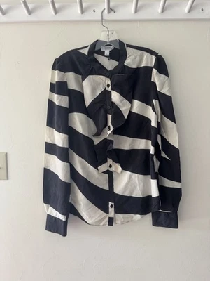 Blusa Moschino Vintage Barata Y Elegante Seda Estampado Animal Blanco y Negro Foto 1 de 4