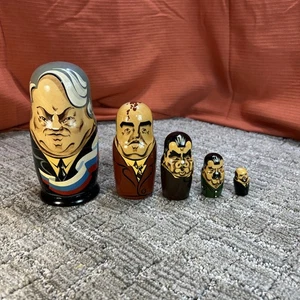 Seltene russische Präsident verschachtelte Puppen - Vintage Set 5 sowjetische Führer  - Bild 1 von 10