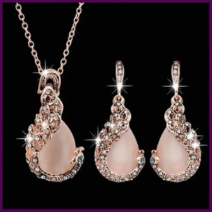 3 Stck./Set Schmuckset Damen Elegant Wassertropfen Strass Anhänger Halskette - Bild 1 von 34