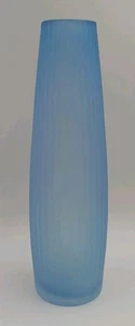 Tall Blue Mid Century Style Ribbed Art Glass Floor Vase, 16" Fast Shipping! - Picture 1 of 7